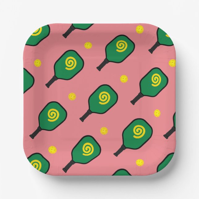 Pickleball Sports Party Paper Plates (Front)