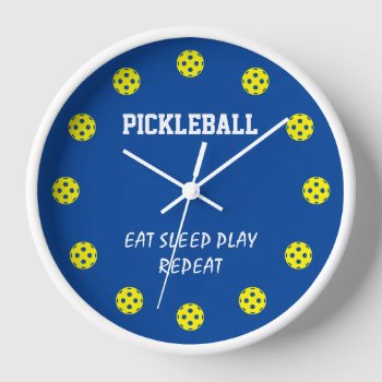 Pickleball Sports Wall Clock With Custom Logo by imagewear at Zazzle