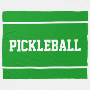 PICKLEBALL Sporty White Stripes On Bright Green Fleece Blanket