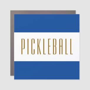 PICKLEBALL Sporty Wide Deep Blue White Stripes Car Magnet