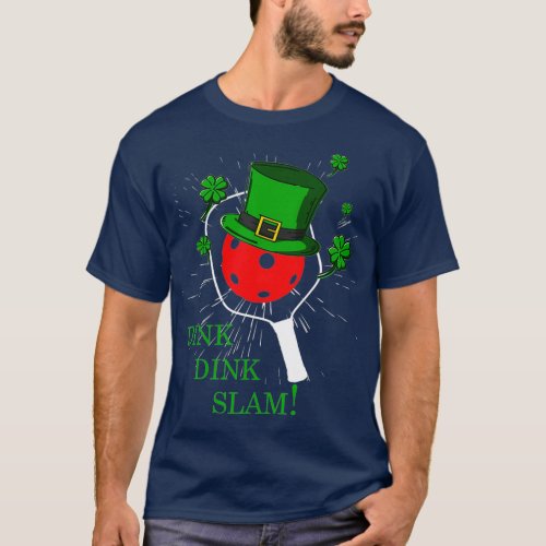 Pickleball St Patricks Day Leprechaun Dink Dink T_Shirt