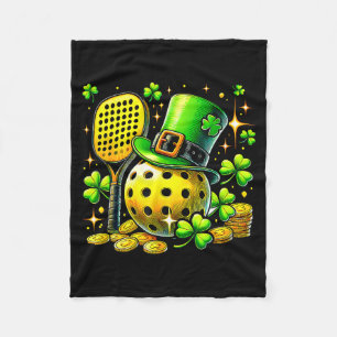 Pickleball st patricks day lucky pickleball player fleece blanket