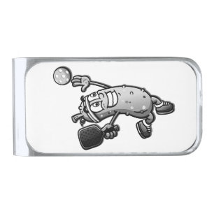Pickleball Star Silver Finish Money Clip