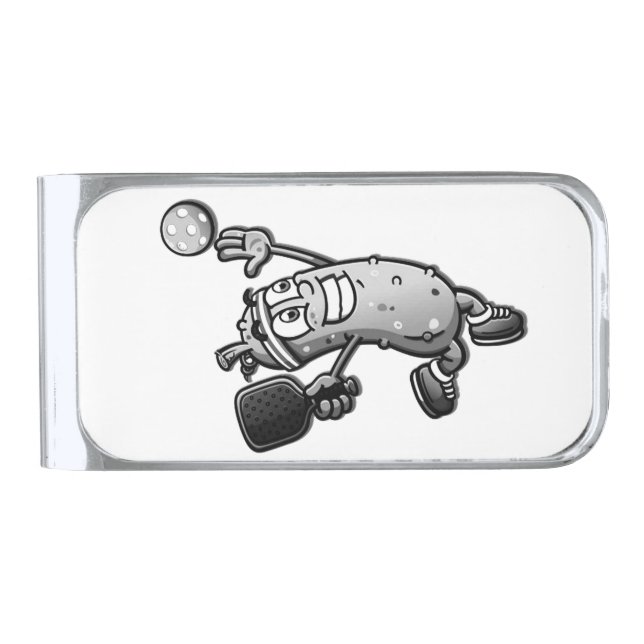 Pickleball Star Silver Finish Money Clip (Front)