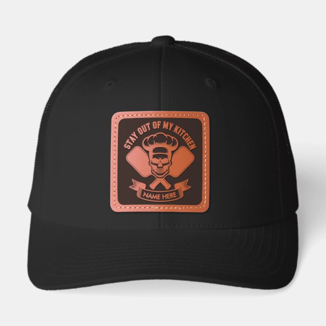 Pickleball Stay Out of My Kitchen Pickleball Leather Patch Hat (Front)
