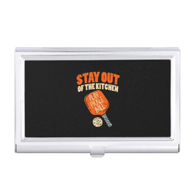 Pickleball - Stay Out Of The Kitchen Business Card Case (Front)