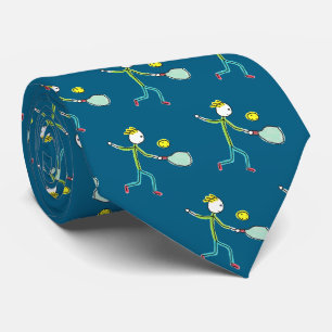 Pickleball Stickman Neck Tie