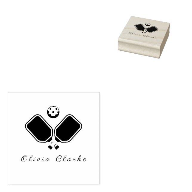 Pickleball  Stylish Script  Rubber Stamp (Stamped)