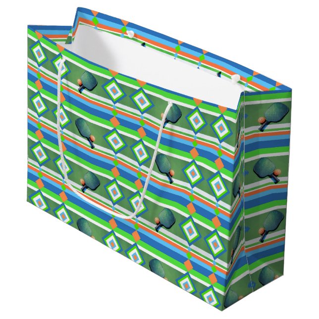 Pickleball Summer, Pickleball-Themed Party Large Gift Bag (Front Angled)