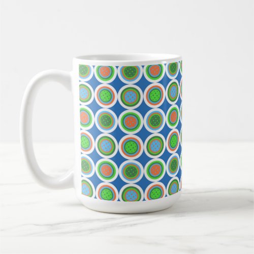 Pickleball Summer Polka Dot Orange Green Blue Ball Coffee Mug