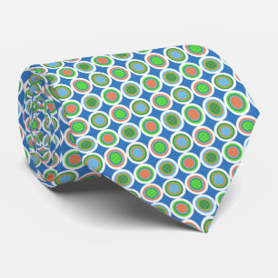 Pickleball Summer Polka Dot Orange Green Blue Ball Neck Tie
