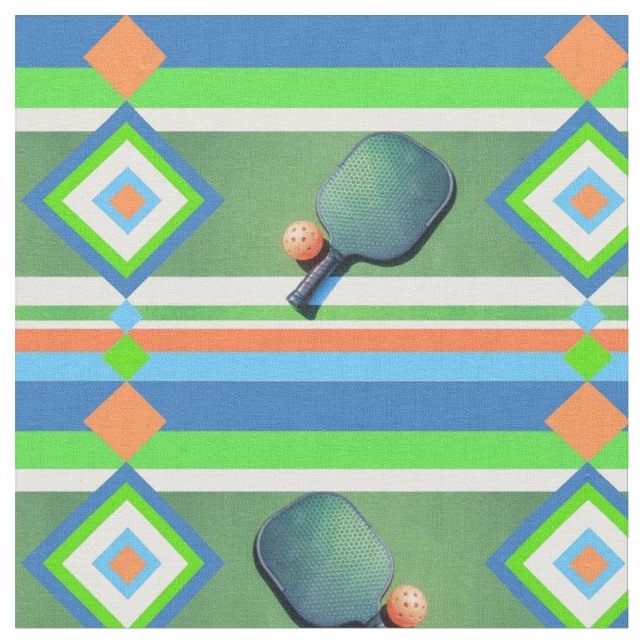 Pickleball Summer Stripes, Pickleball Paddles Fabric (Close Up)