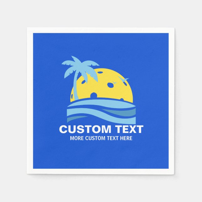 Pickleball Sun Palm Trees Pickleball Party Custom  Napkins (Front)