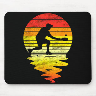 Pickleball sunset retro sport pickle ball player mouse pad