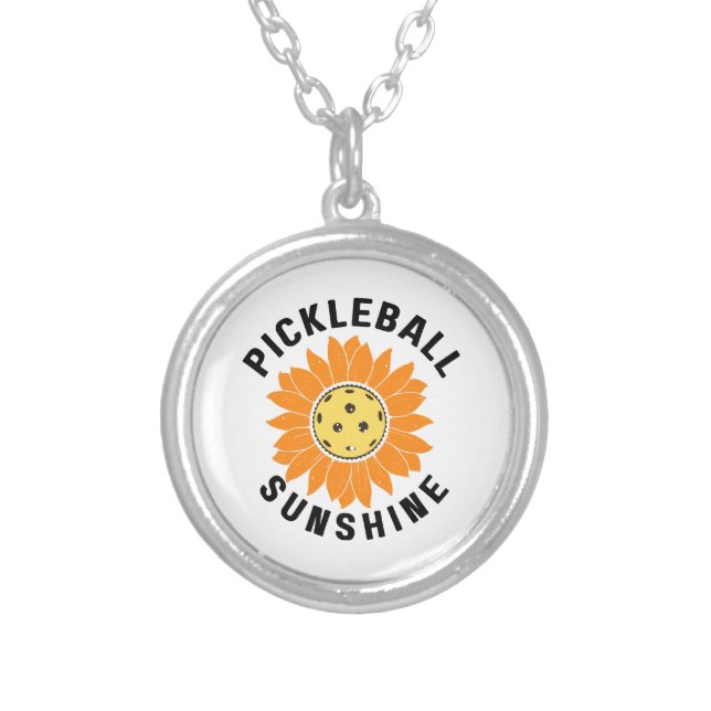 Pickleball sunshine silver plated necklace (Front)