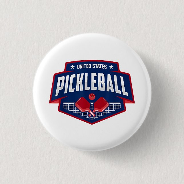 Pickleball Support the Team Pickleball Player USA  Button (Front)