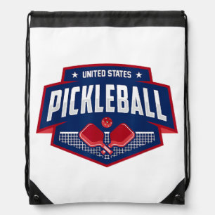 Pickleball Support the Team Pickleball Player USA Drawstring Bag