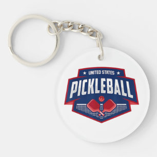 Pickleball Support the Team Pickleball Player USA Keychain