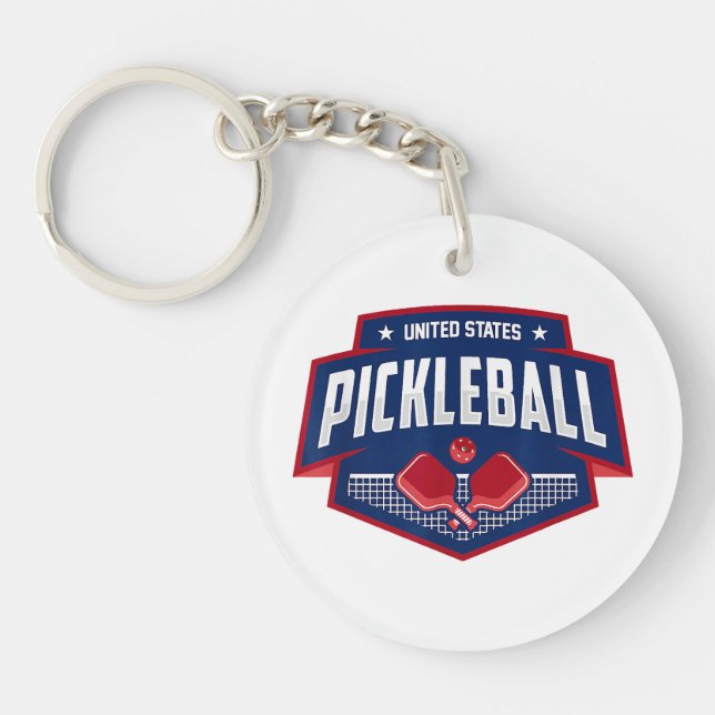 Pickleball Support the Team Pickleball Player USA  Keychain (Front)