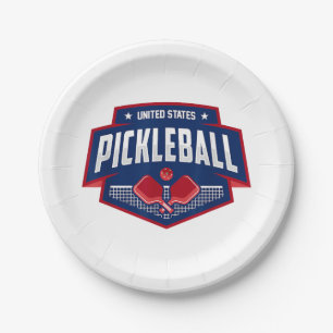 Pickleball Support the Team Pickleball Player USA Paper Plates