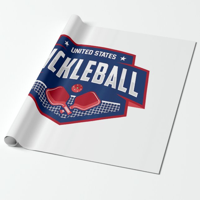 Pickleball Support the Team Pickleball Player USA  Wrapping Paper (Unrolled)
