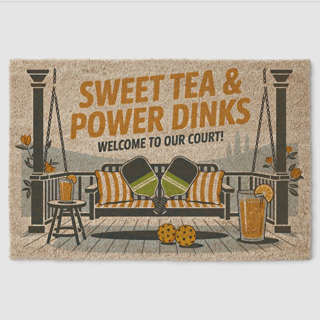 Pickleball Sweet Tea & Power Dinks Welcome Mat (Front)