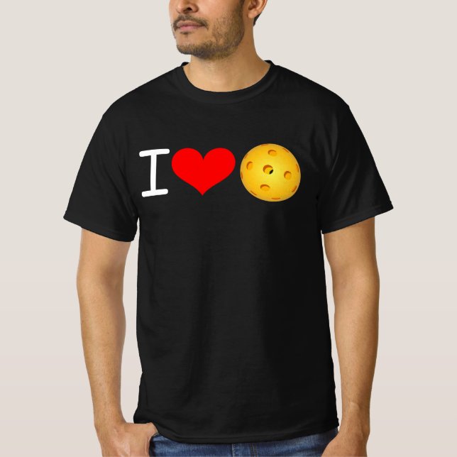 Pickleball T-shirt: I Love Pickleball (Black) T-Shirt (Front)