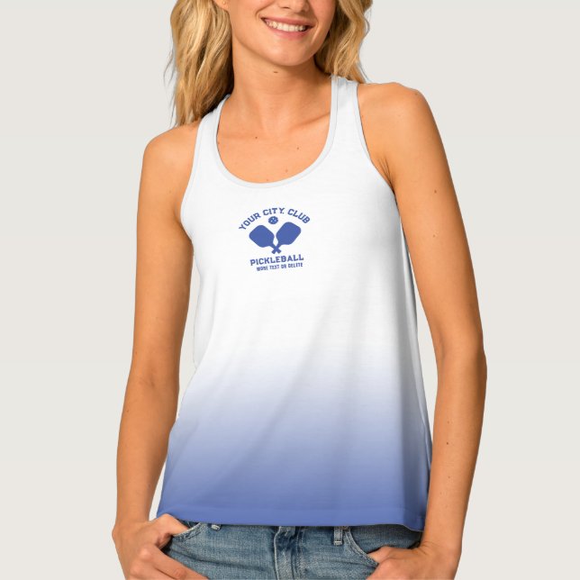 Pickleball Team Club Name Blue White Personalized Tank Top (Front)