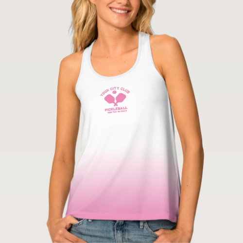 Pickleball Team Club Name Pink White Personalized  Tank Top