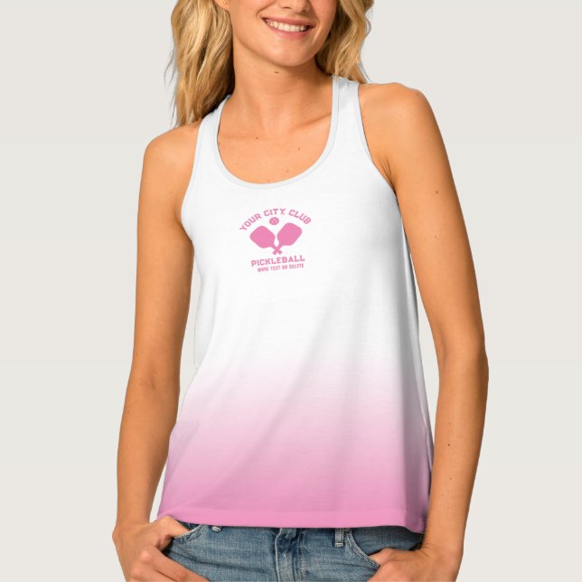 Pickleball Team Club Name Pink White Personalized  Tank Top (Front)
