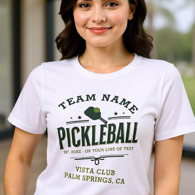 Pickleball Team Club Player Green Personalized Tri-Blend Shirt (pickleball personalized shirt emblem club team player vintage custom text name green lime)