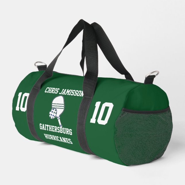 Pickleball Team, Coach or Player Green Personalize Duffle Bag (Right Corner)