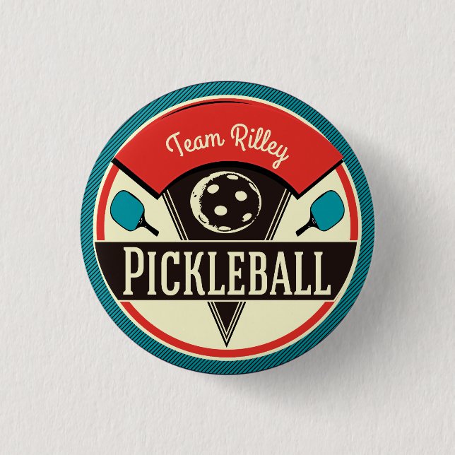 Pickleball Team Player Name Button (Front)