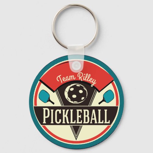 Pickleball Team Player Name Keychain