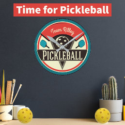 Pickleball Team Player Name Monogram Round Clock
