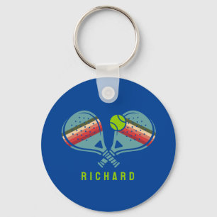 Pickleball Team Striped Paddles Custom Keychain