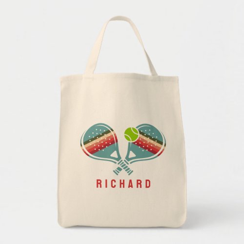 Pickleball Team Striped Paddles Custom Tote Bag