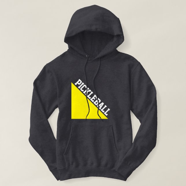 PICKLEBALL Text Bright Yellow Wedge On Gray Hoodie (Design Front)