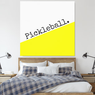 PICKLEBALL Text Bright Yellow White Color Block Canvas Print
