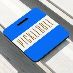 PICKLEBALL Text Wide Bright Blue White Stripes Seat Cushion
