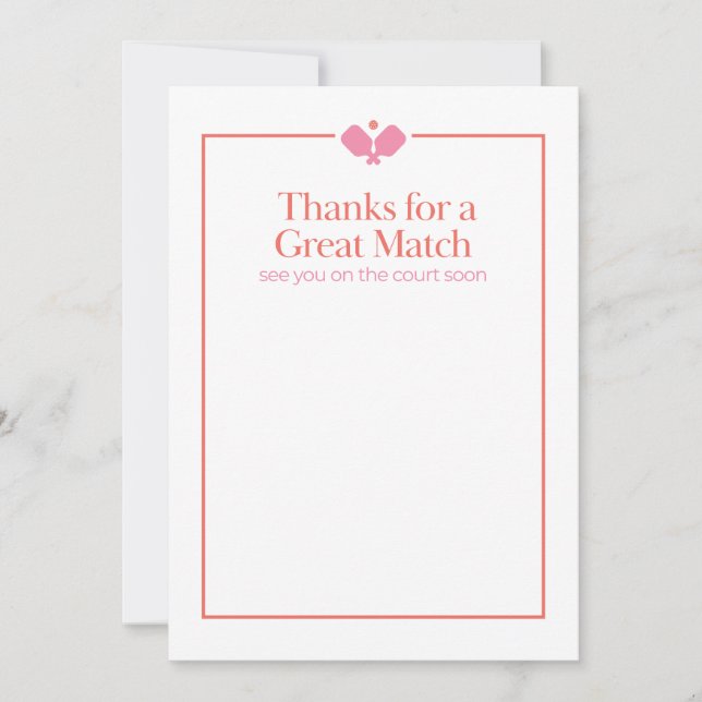Pickleball Thank You Card | Great Match (Front)