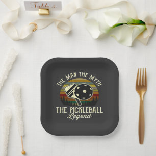 Pickleball- The Man, The Myth, The Legend Paper Plates