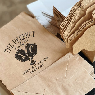 Pickleball The Perfect Match Wedding Save the Date Rubber Stamp