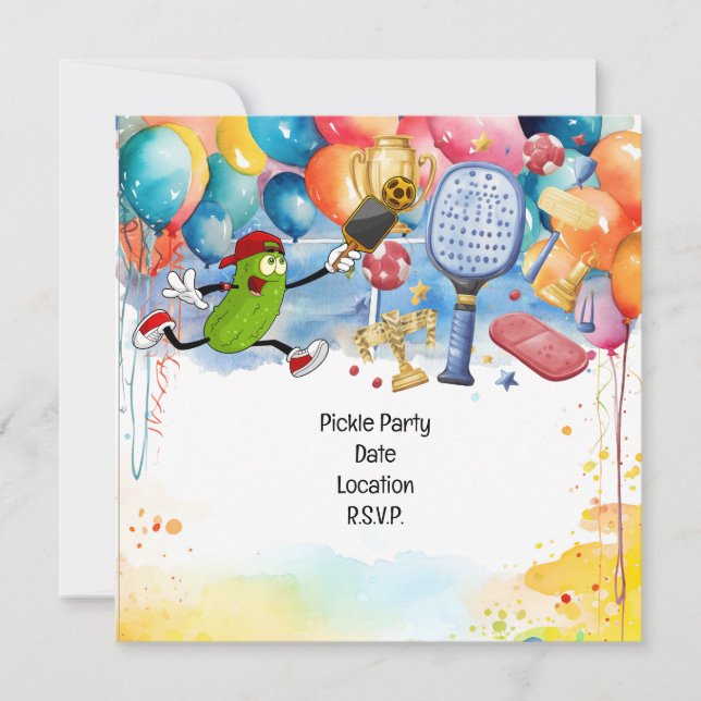 Pickleball themed Birthday Party  Invitation (Front)