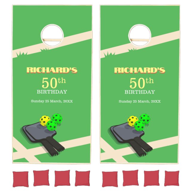 Pickleball Themed Sports Dinking Birthday Party Cornhole Set (Set)