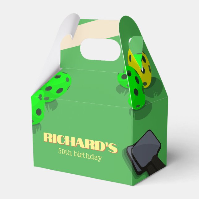 Pickleball Themed Sports Dinking Birthday Party Favor Boxes (Front Side)