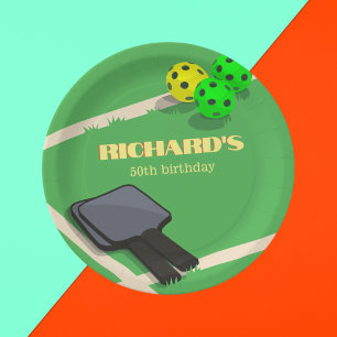 Pickleball Themed Sports Dinking Birthday Party Paper Plates