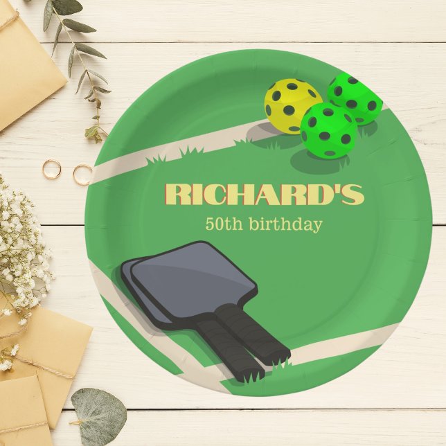 Pickleball Themed Sports Dinking Birthday Party Paper Plates (Creator Uploaded)