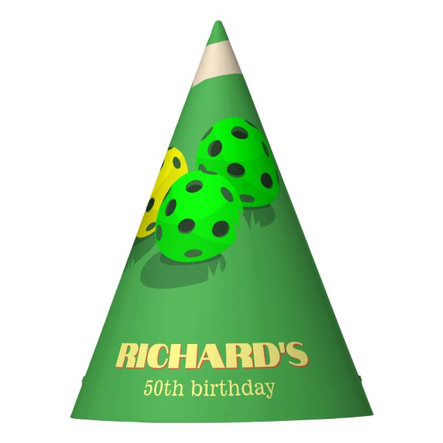 Pickleball Themed Sports Dinking Birthday Party Party Hat (Front)