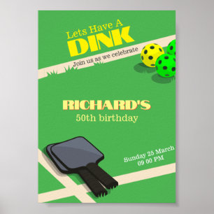 Pickleball Themed Sports Dinking Birthday Party Poster